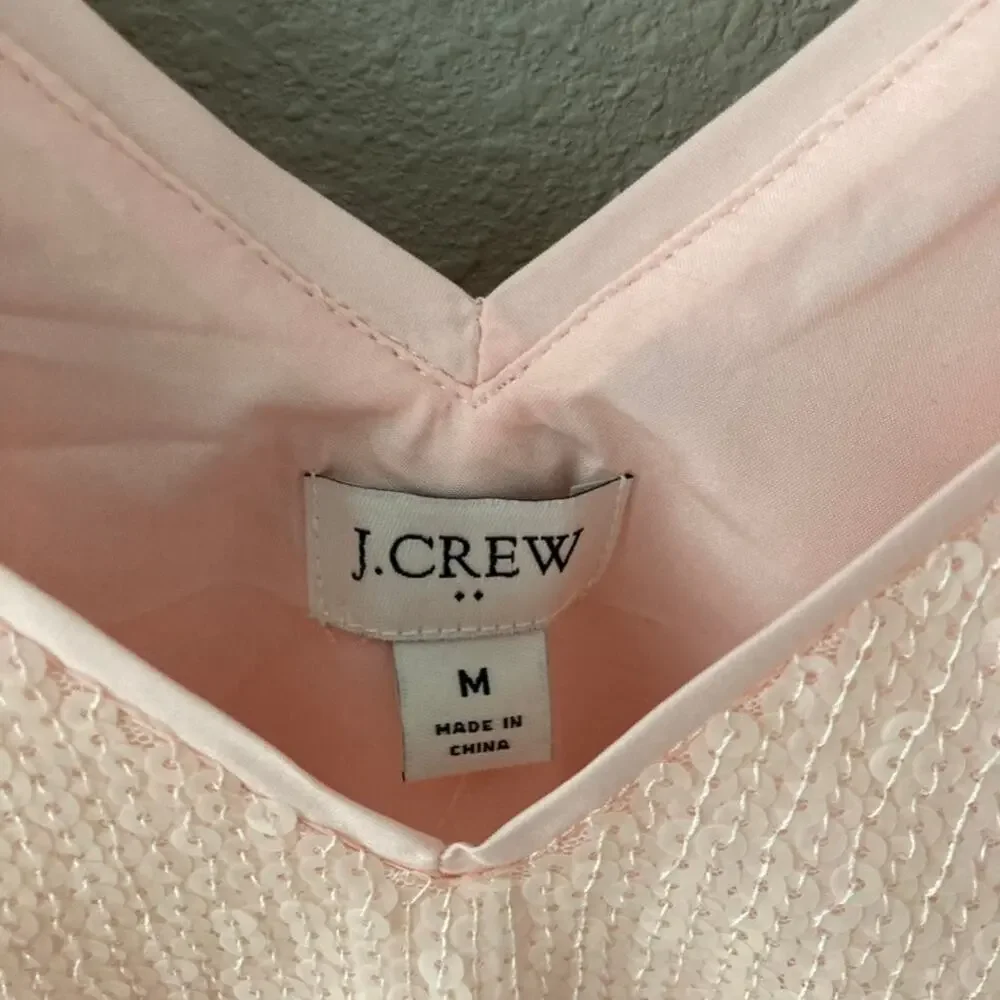 J. Crew NEW Sequin V Neck Shell Pink Medium